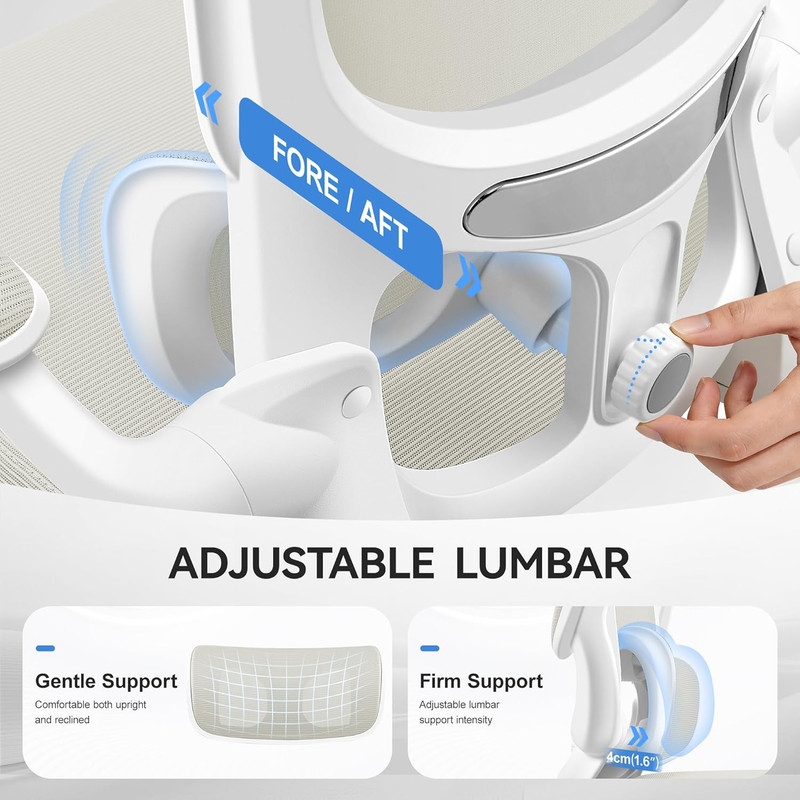 White Ergonomic Office Chair with Adjustable Lumbar Support and Flip-Up Armrests gallery