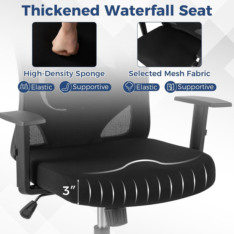 Ergonomic Mesh Office Chair with 3D Headrest & Adjustable Lumbar Support gallery