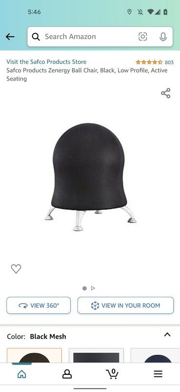 Safco Zenergy Ball Chair - Black, Model# 4750BL