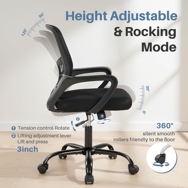 Ergonomic Mesh Office Chair w/Lumbar Support&Rocking Mode,Swivel Computer Chair gallery