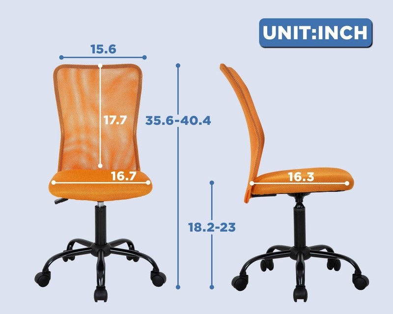 Stylish Armless Office Chair with Back Support, Orange gallery