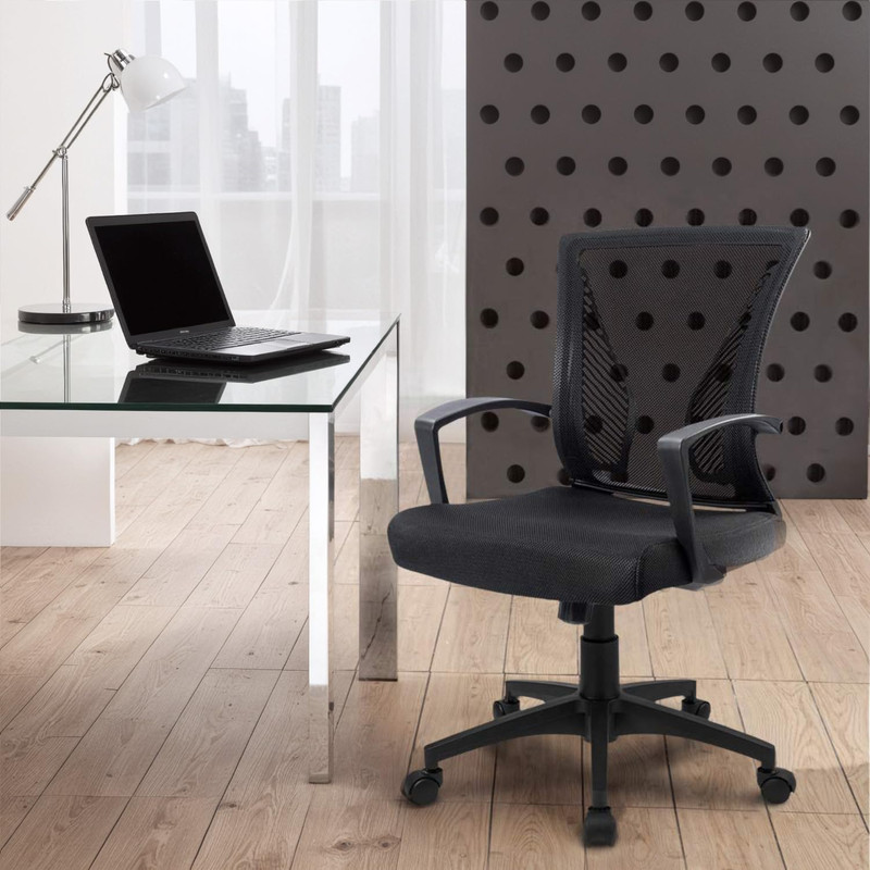 Office Chair Ergonomic Computer Desk Mesh Chair Mid Back Swivel Lumbar Support w gallery