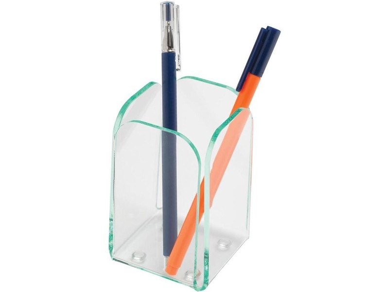 Lorell Transparent Pencil Cup 2-3/4"x2-3/4"x4-3/4" CL/Green 80656 gallery