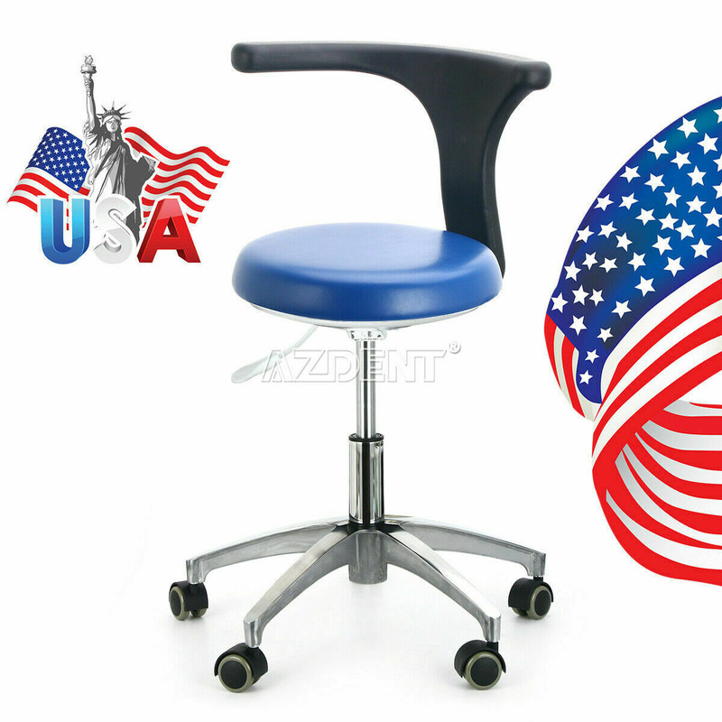 Dental Medical Assistant Stool Adjustable Height Mobile Chair Blue/Black