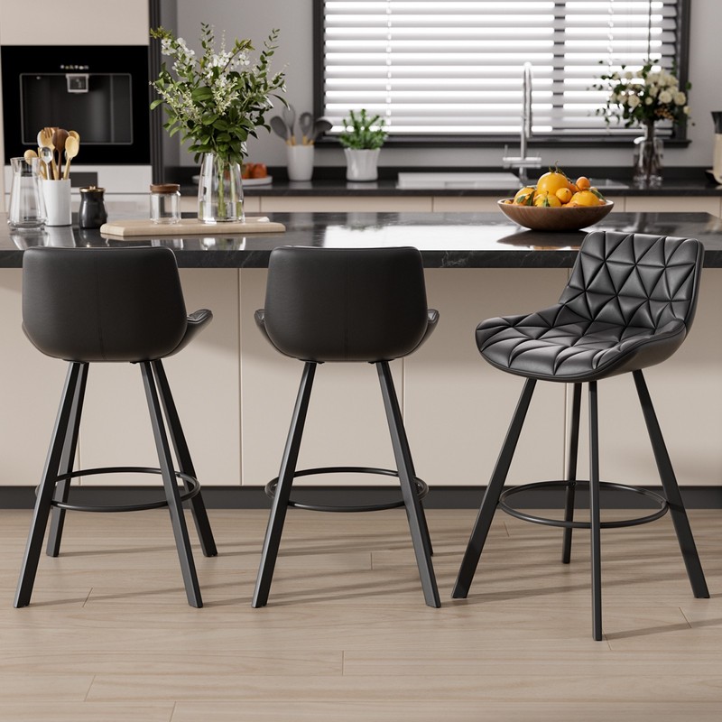 Bar Stools Set of 3/6 26" Counter Height with Low Back and Footrest for Kitchen gallery