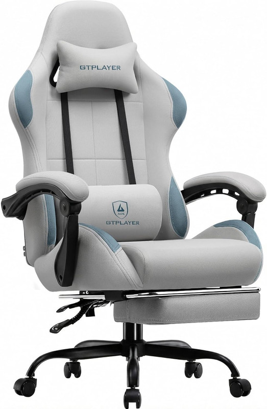Gaming Chair Fabric with Pocket Spring Cushion,Computer Office Chair with Lumbar
