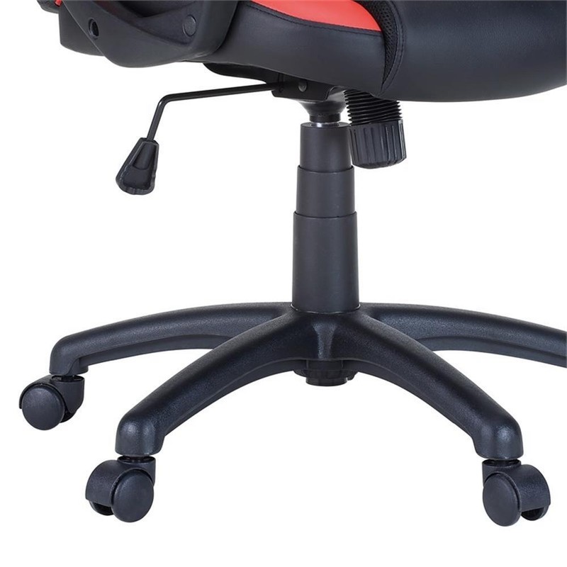 Influx Gaming Chair in Black Faux Leather with Red Accents gallery