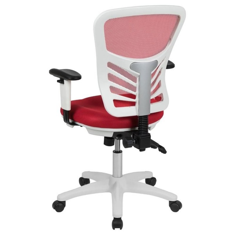 Pemberly Row Mid Back Executive Mesh Office Swivel Chair in Red and White gallery