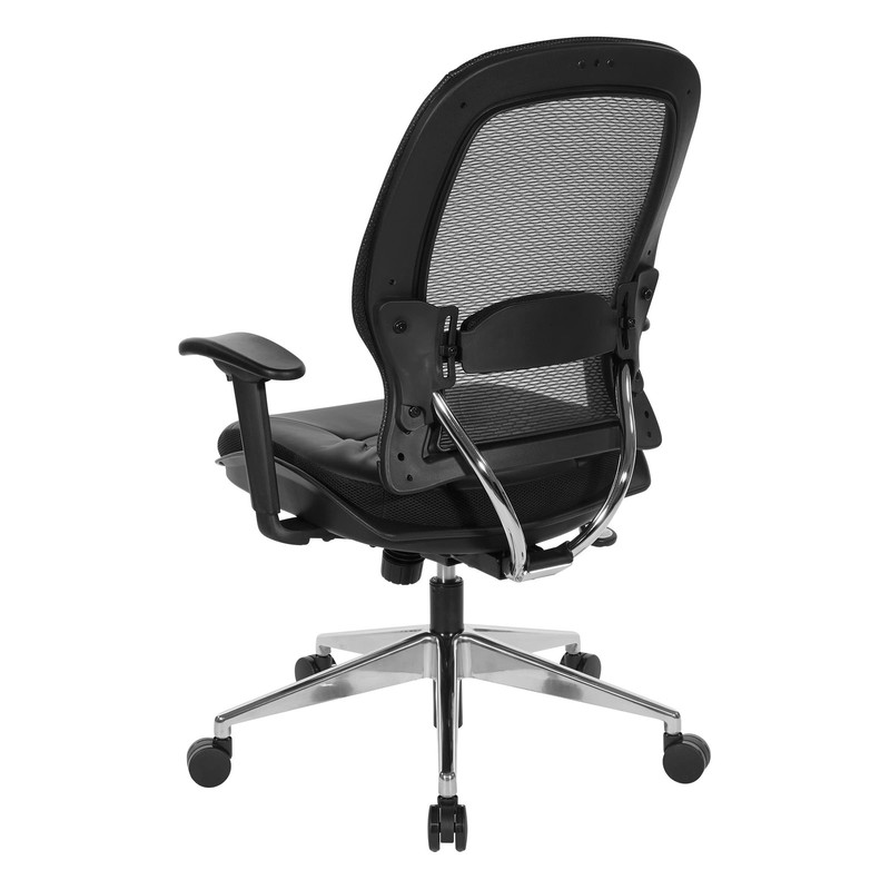 Air Grid Black Back Office Chair with Bonded Leather Seat gallery