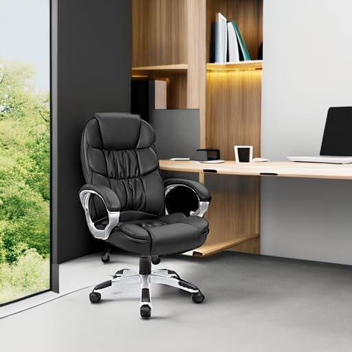 High Back Office Chair PU Leather Executive Computer Swivel Task Chair US gallery