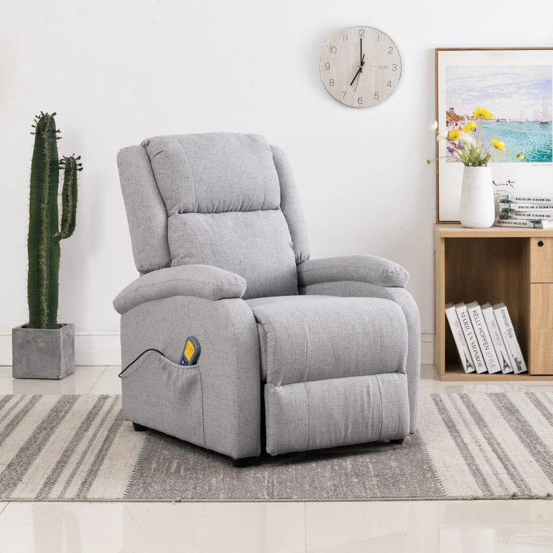 Light Gray Fabric Massage Chair with Reclining Function and 6-Point Vibration Ma gallery