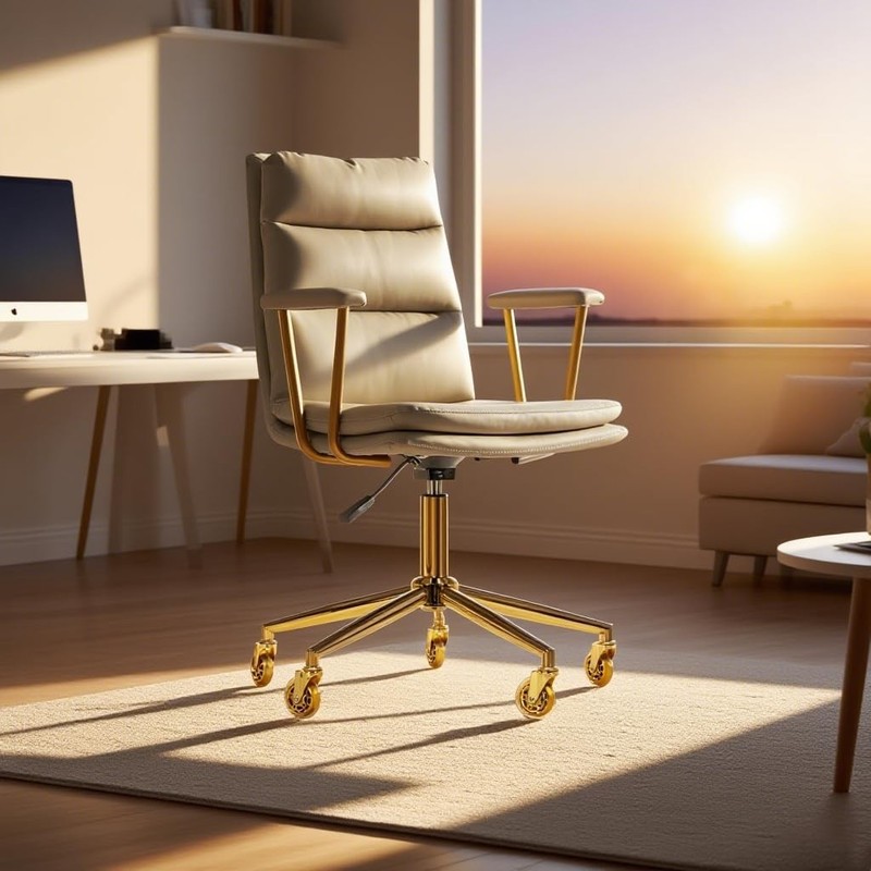 Frassie Home Office Gaming Chair Metal Base Replacement Set with Bottom Gold gallery