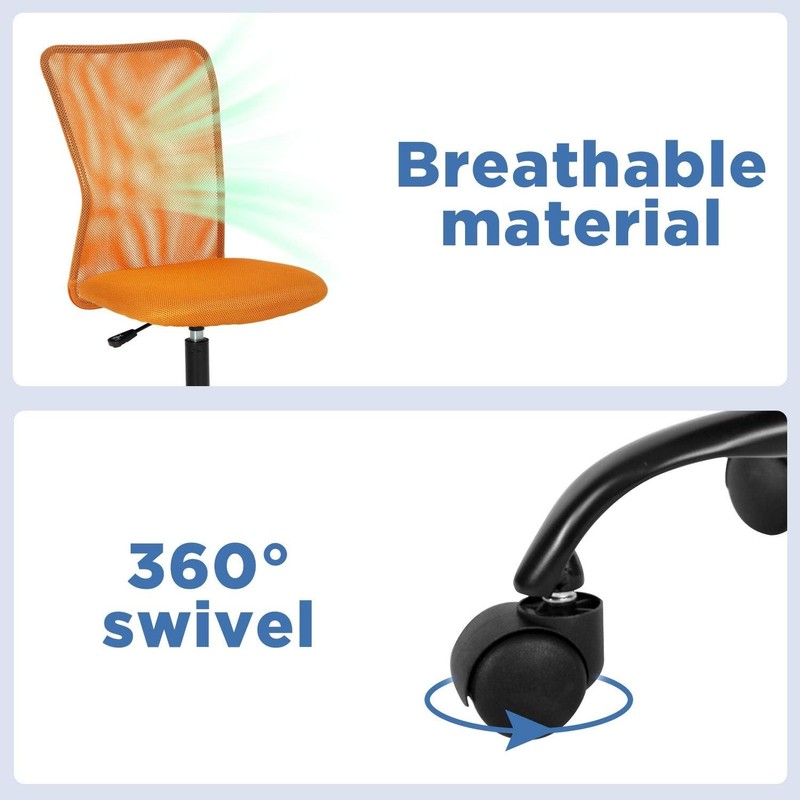 Stylish Armless Office Chair with Back Support, Orange gallery