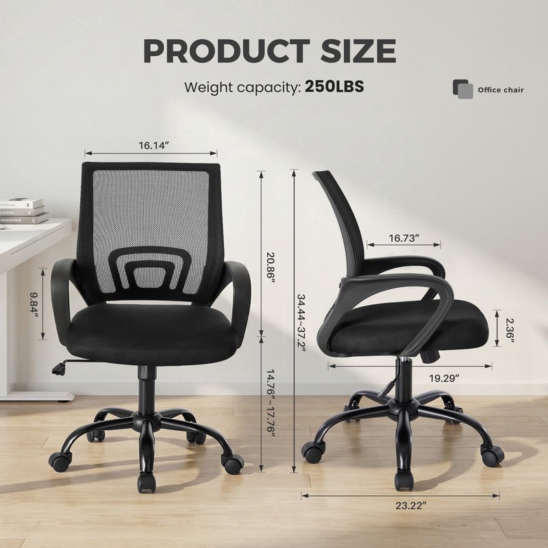 Home Office Computer Chair W/ Lumbar Support Adjustable Height Fixed Armrests gallery