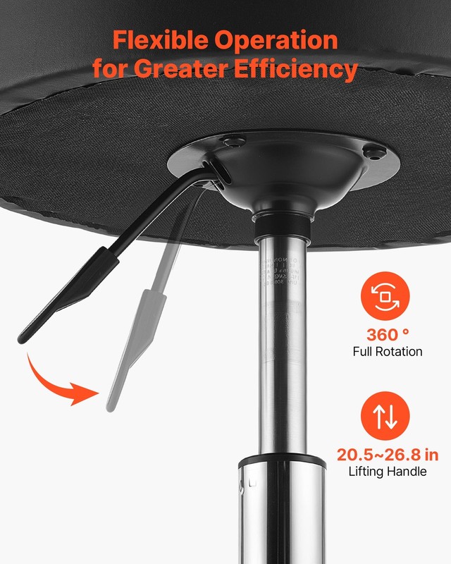 VEVOR Rolling Stool with Wheels Footrest Round 500 lbs Height Adjustable Black gallery