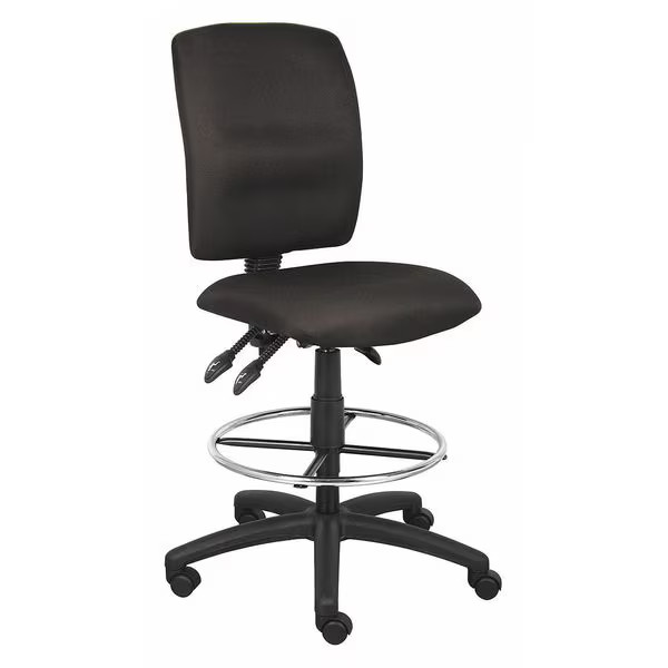 Manufacturer Varies Fabric Drafting Chair, 29 1/2-, No Arm, Black 453A10
