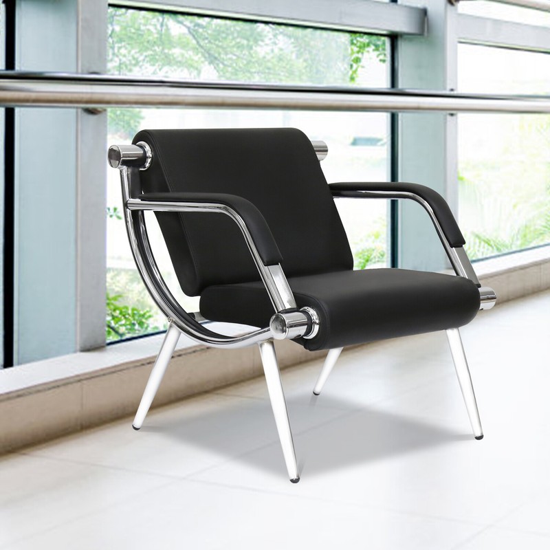 Executive Side Reception Chair Office Salon Waiting Room Guest Reception Black