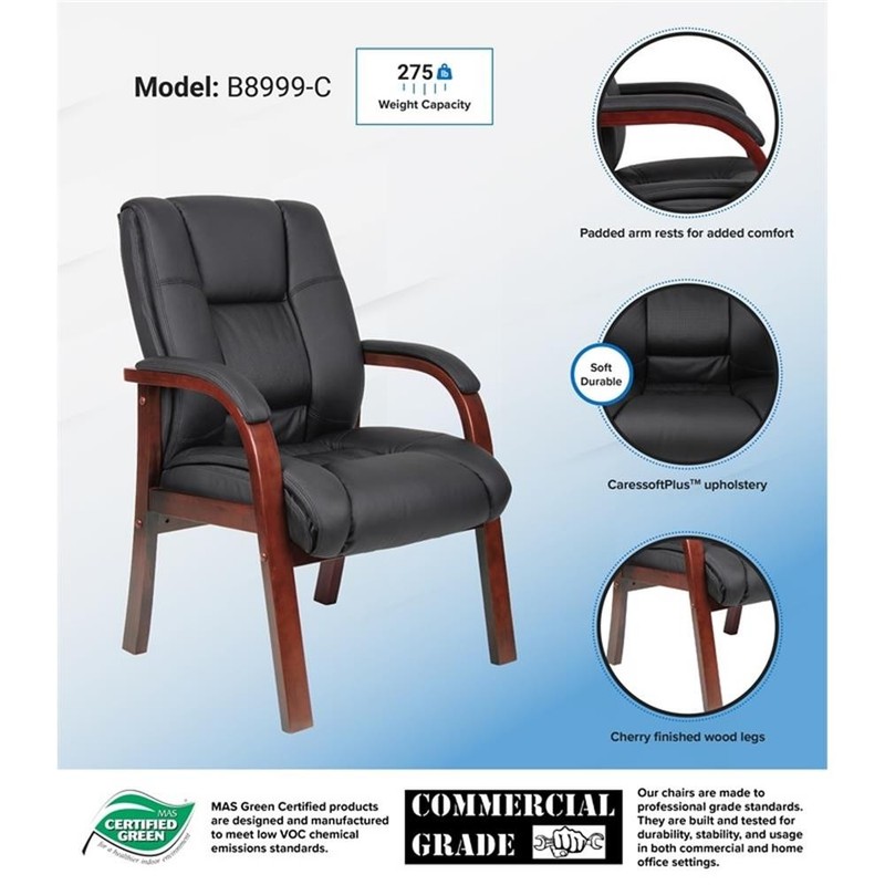 Scranton & Co Mid Back CaressoftPlus Guest Chair with Cherry Wood Finish gallery