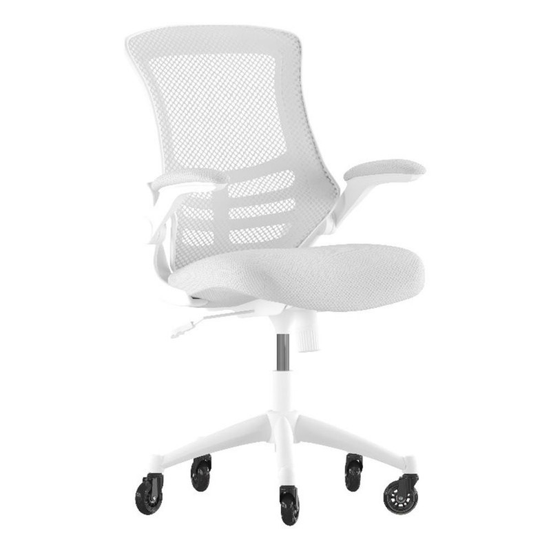 Ergonomic Swivel Task Chair with Roller Wheels & Flip Up Arms – Gray Mesh