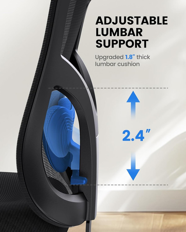 Ergonomic Office Chair with Padded Lumbar Support, 2D Headrest, Adjustable Armre gallery