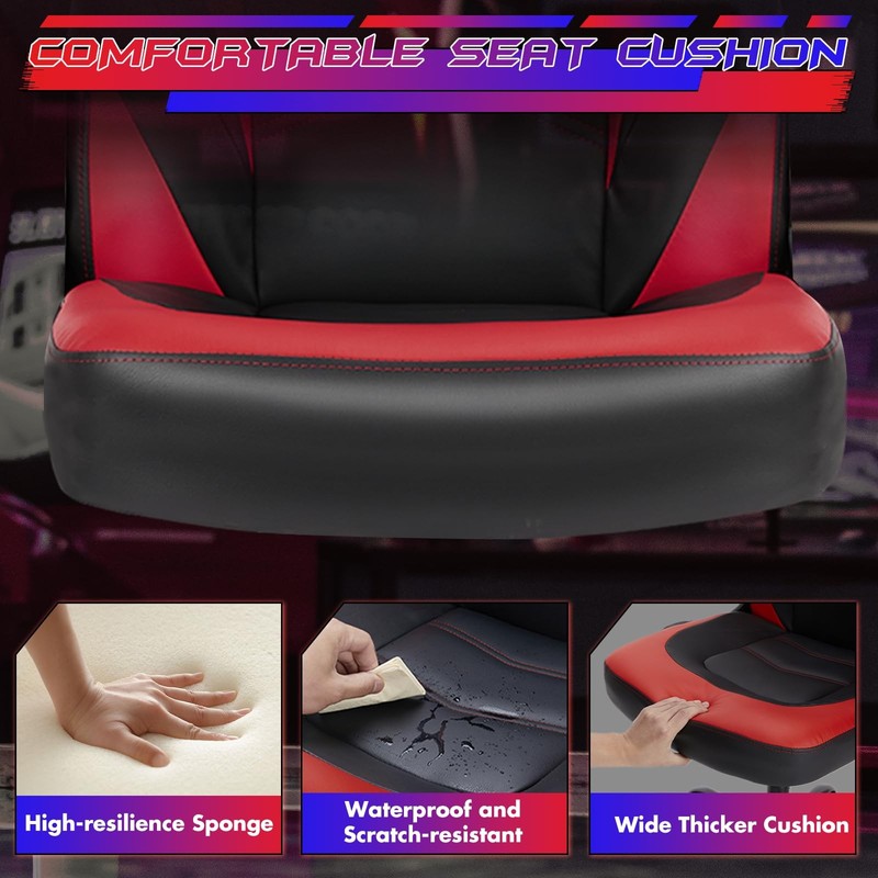 Computer Gaming Chair - PU Leather Ergonomic Lumbar Support with Flip-up Armr... gallery