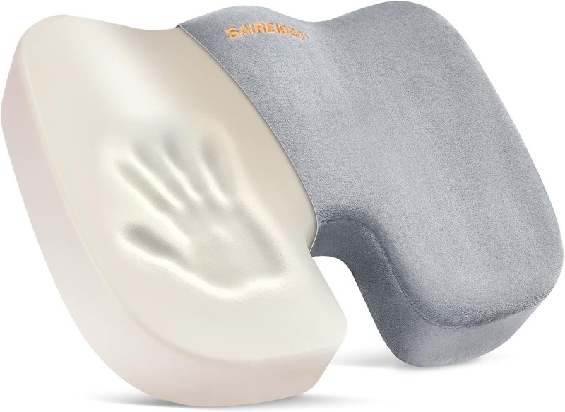 Ergonomic Memory Foam Seat Cushion for Tailbone Pain Relief - Grey 14"x14" gallery