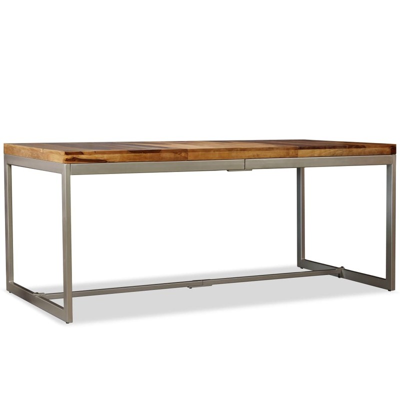 Dining Table Kitchen Wooden Dinner Table Solid Acacia Wood and Steel vidaXL gallery