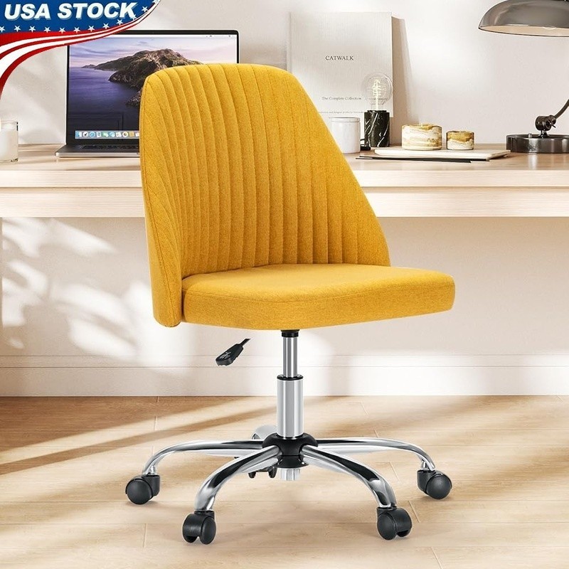Comfortable Armless Office Chair W/ Wheels Adjustable Height Durable Design New
