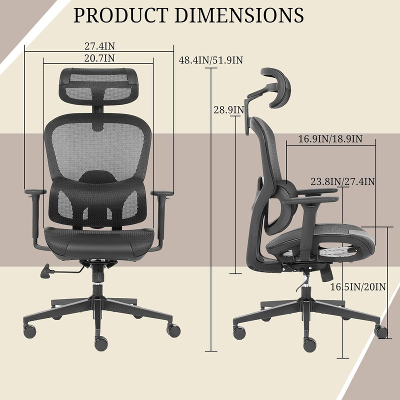 Ergonomic Mesh Office Chair with Lumbar Support - Adjustable Seat Height, Flip-U gallery