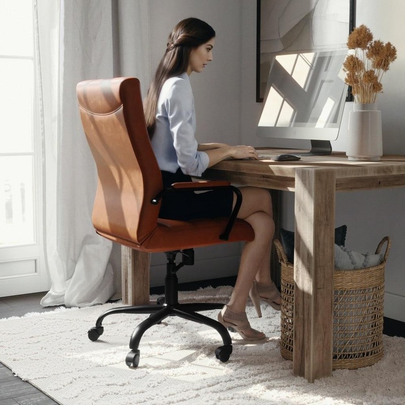 High Back LeatherSoft Executive Swivel Office Chair With Chrome Base gallery