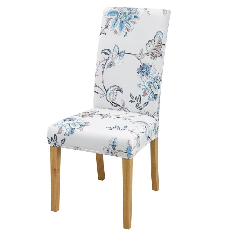 Lalluxy Stretchy Parson Chair Slipcovers for Dining Room 4, Blue Flowers
