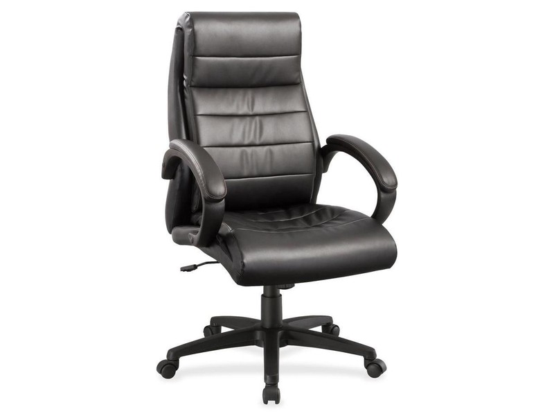 Lorell Leather Hi-Back Chair 27-3/4"x32"x44-1/2" Black 59532 gallery