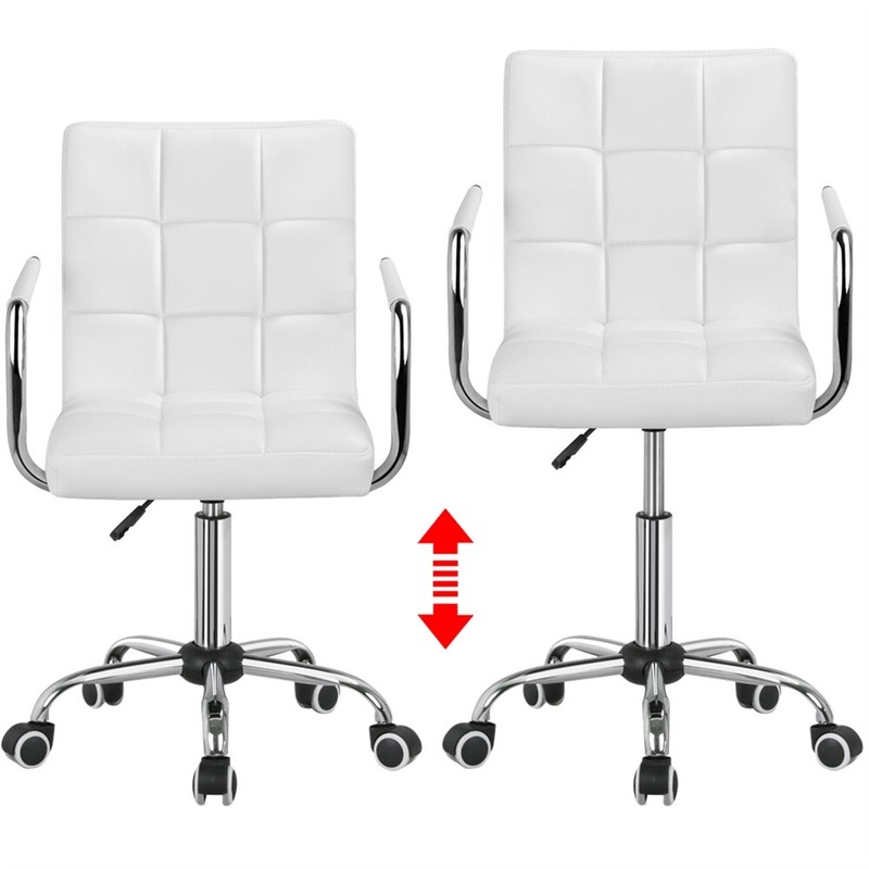 Executive Home Office Chair PU Leather Computer Desk Task Gas-lift Swivel White gallery