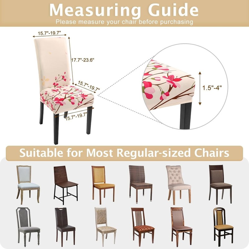 SearchI Dining Room Chair Covers Slipcovers Set of 4, 4 per set, Pink Flowers gallery