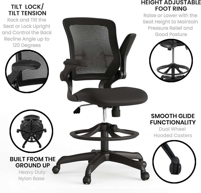 Kale Mid-Back Swivel Office Chair with Adjustable Foot Ring, Lumbar Support, and gallery