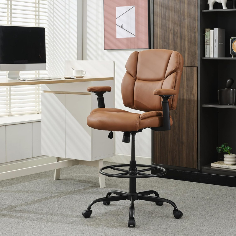 Okeysen Drafting Chair Standing Desk Chair, 500 LBS Leather Big and Tall Office gallery
