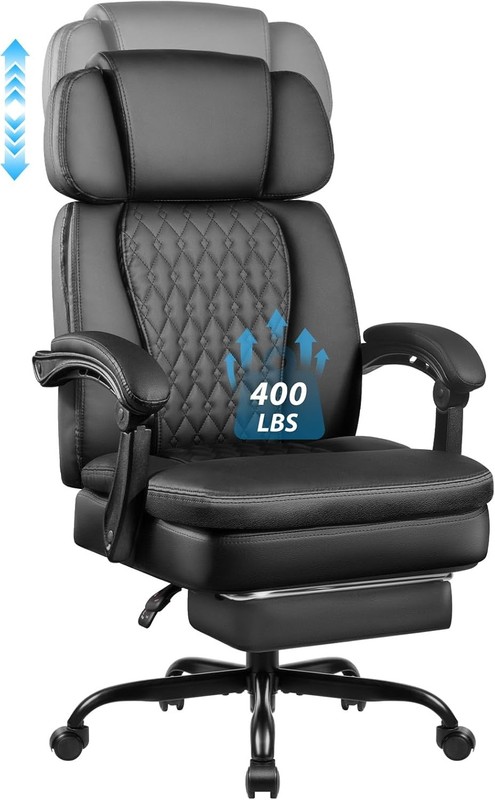 400lbs Executive Office Chair W/ Foot Rest Ergonomic Heavy Duty Big & Tall Desk gallery