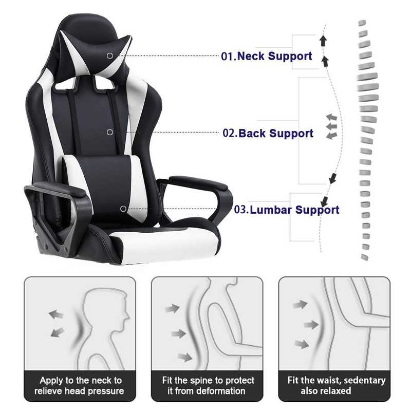 High-Back Gaming Chair PC Office Chair Computer Racing Chair PU Desk Task Cha... gallery