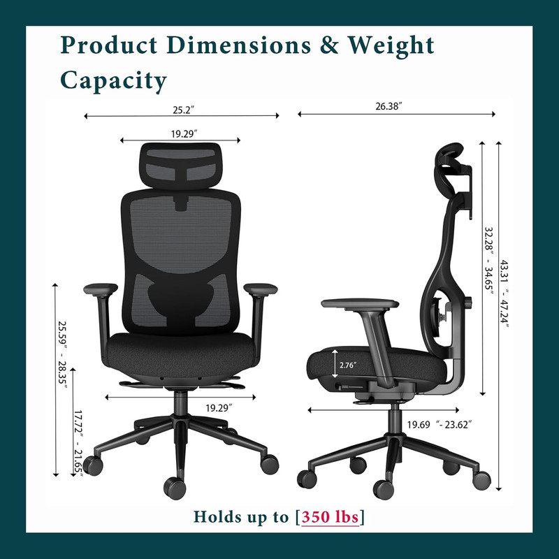 Ergonomic Office Chair with Quick-Plug Height Adjustable Backrest, 4D Armrests & gallery