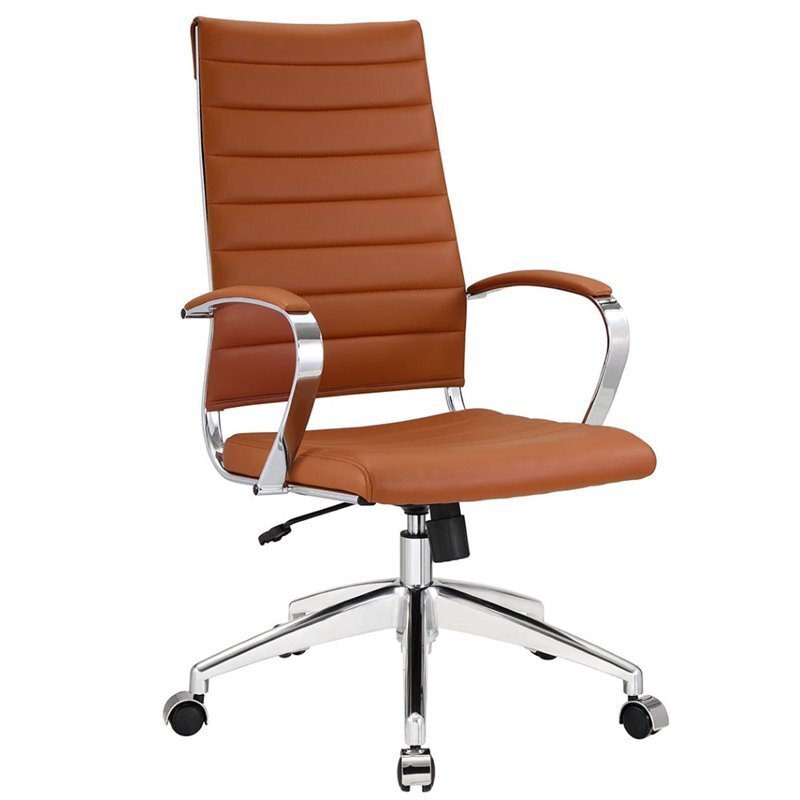 Modway Jive Modern Style Vinyl and Aluminum Highback Office Chair in Terracotta