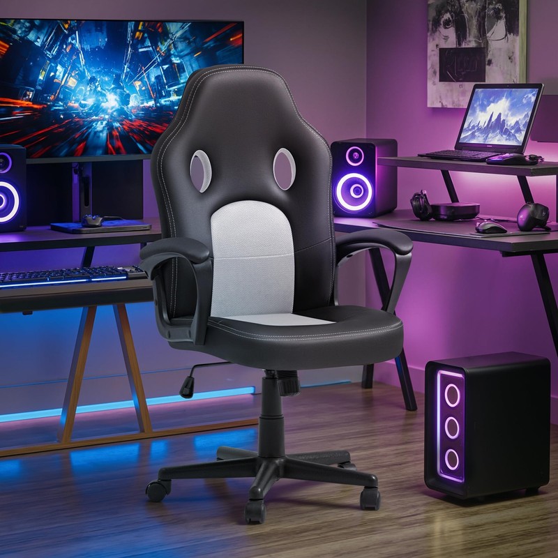 sillas de oficina gris de escritorio silla gamer con ruedas para gaming Regalo gallery