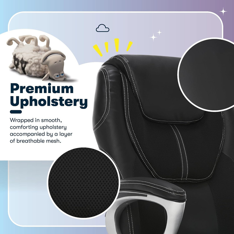 Amplify Executive Office Chair with Faux Leather and Mesh, Adjustable Ergonomic gallery