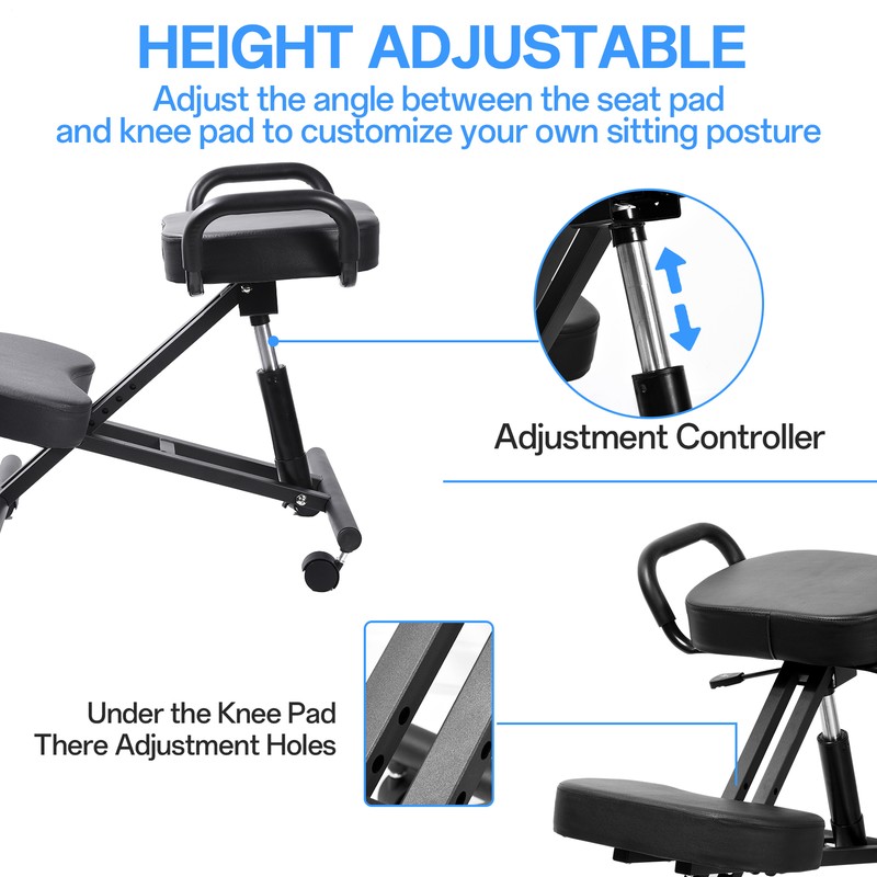 Ergonomic Kneeling Chair Upright Back Postures Home Office Adjust Height Angle gallery