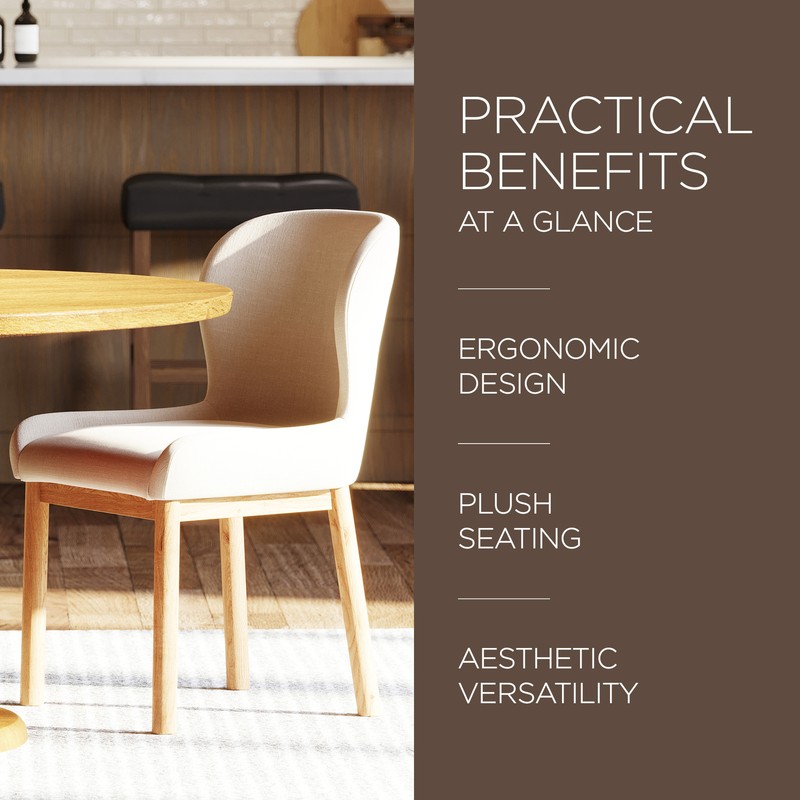 Maven Lane Gia Contemporary Dining Chair, Refined Natural Finish w/Fabric (Used) gallery