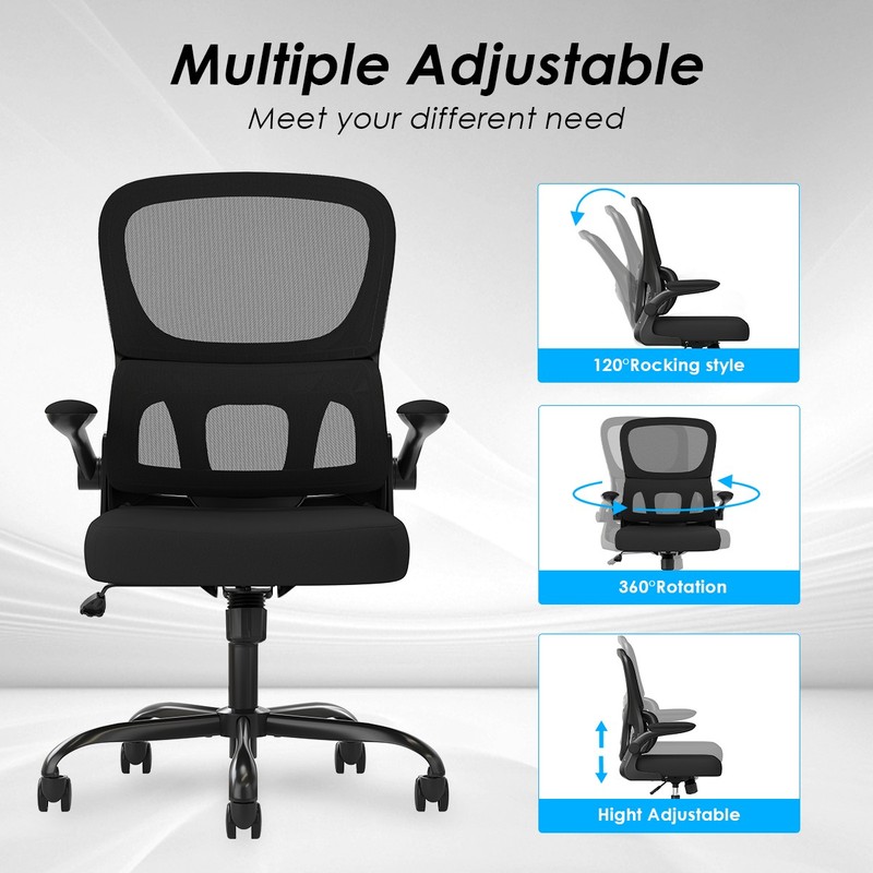 Home Office Desk Chair Mesh Recline Filp Armrest Lumbar Support Rolling Wheels gallery