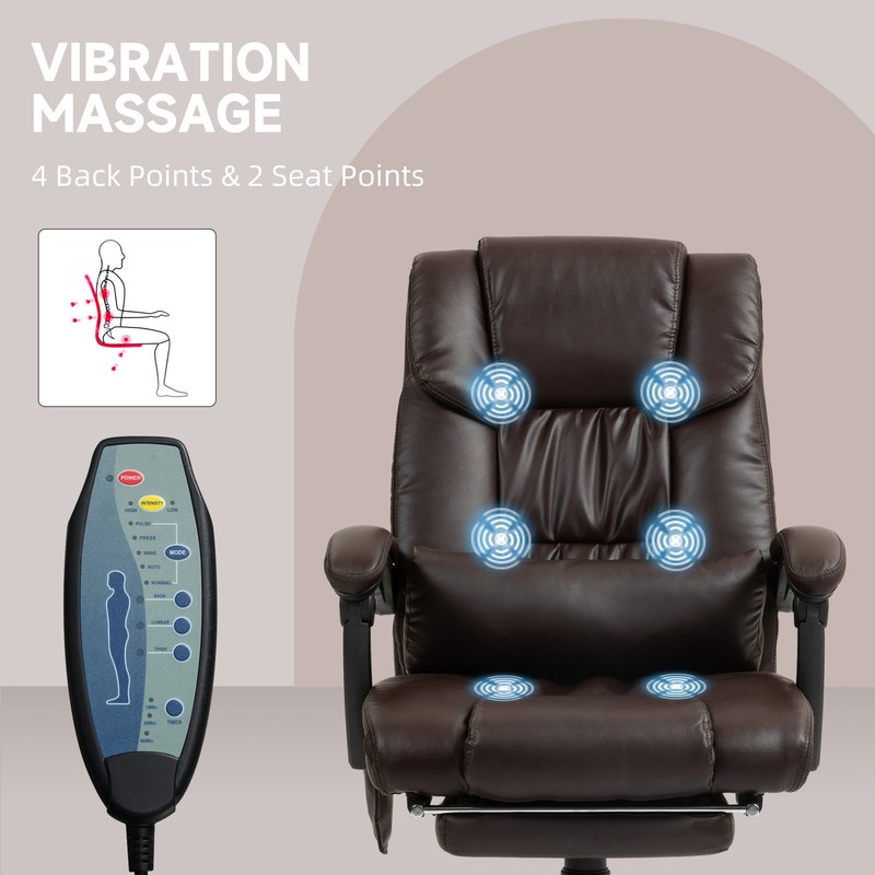 Massage Office Chair, Office Chair with 6 Vibration Points, Brown gallery