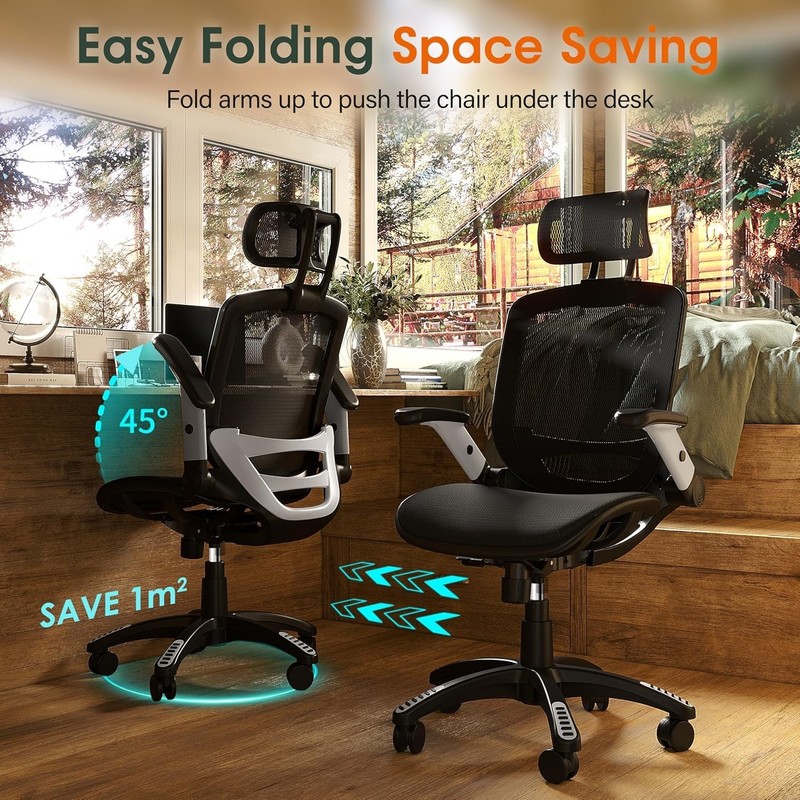 Ergonomic Office Chair, High Back Home Desk Chair with Headrest, Flip-Up Arms... gallery