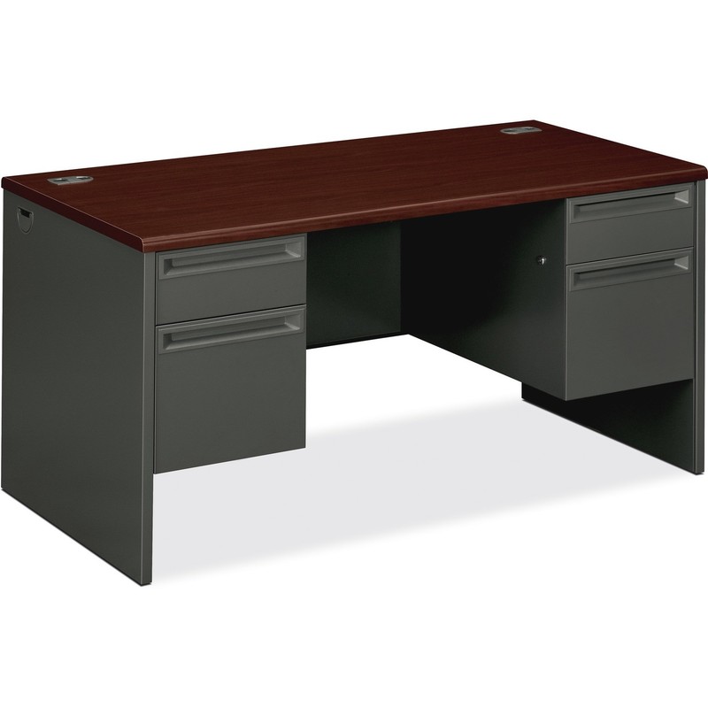 The Hon 38155NS Pedestal Desk 60"x30"x29.5" Charcoal/Mahogany gallery