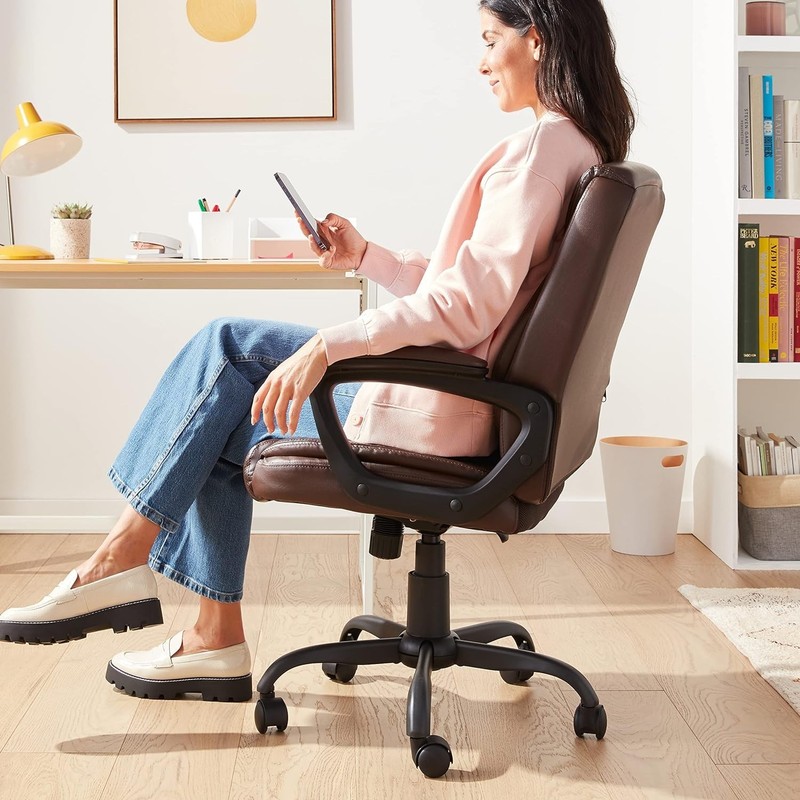 Puresoft PU Padded Office Chair, Ergonomic Design - Adjustable & Chic in Brown gallery