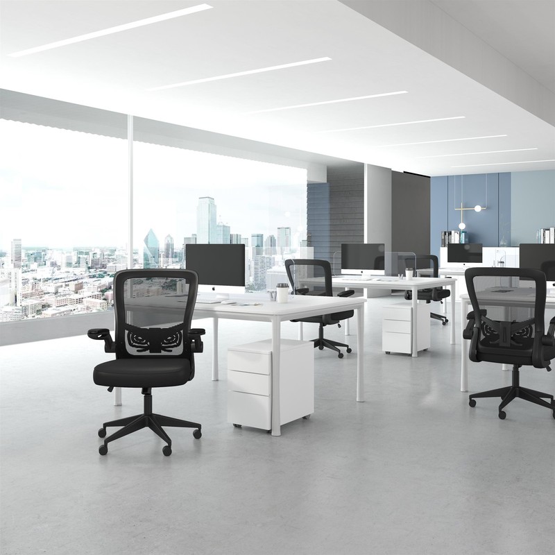 Boss Office Products Flip Arm Mesh Task Chair in Black with Black Frame gallery